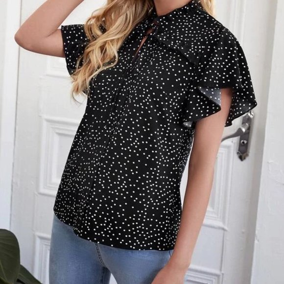 Black and White Polka Dot Top in S - Picture 3 of 3